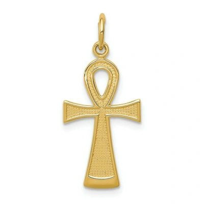 Pre-owned Accessories & Jewelry 14k Gelbgold Poliert Ankh Texturiert Kruzifix Kreuz Religiös Charm Anhänger