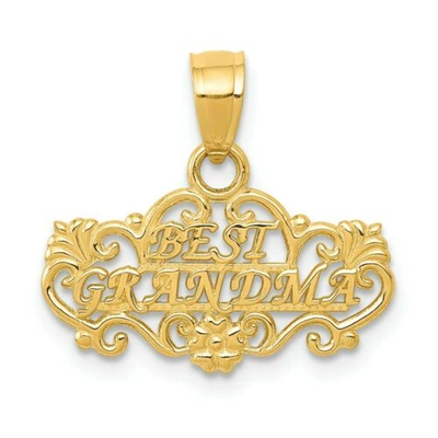 Pre-owned Accessories & Jewelry 14k Gelbgold Satin Politur Beste " Grandma " Blumen Charm