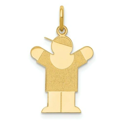 Pre-owned Accessories & Jewelry 14k Gelbgold Laser Geätzt Gravierbares Junge Raise Hände Für Liebe Kinder Charm