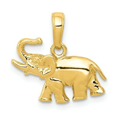 Pre-owned Accessories & Jewelry 14k Gelbgold Poliert Und Massiv Tier Thema Elefant Anhänger W / Texturiert