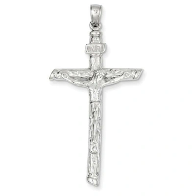 Pre-owned Accessories & Jewelry 14k Weiss Gold Texturiert Christentum Inri Kruzifix Kreuz Religiös Anhänger