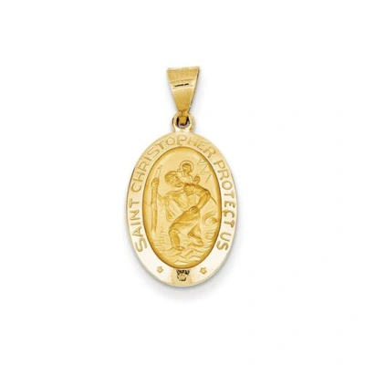 Pre-owned Accessories & Jewelry 14k Gelb Gold Satin & Poliert St.christopher Schutz Us Medaille Oval