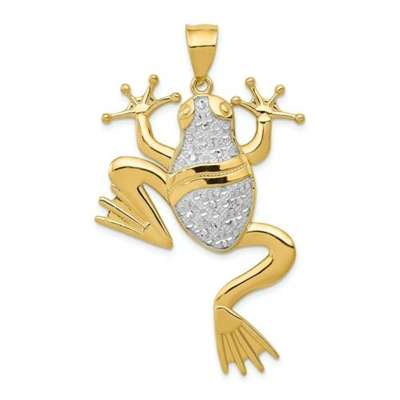 Pre-owned Accessories & Jewelry 14k Gelbgold & Weissgold Diamantschliff Offener Rücken Frosch Charm Anhänger