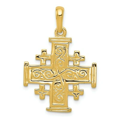 Pre-owned Accessories & Jewelry 14k Gelbgold Schöne Geschenk Anhänger Christentum Jerusalem Kreuz Massiv