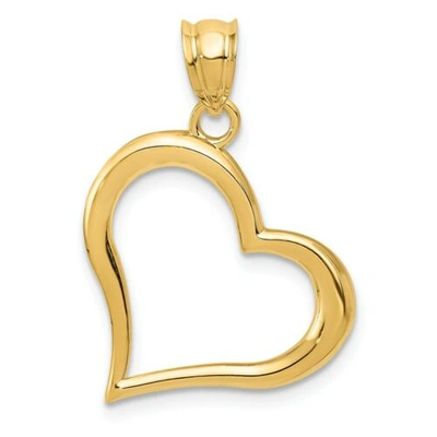 Pre-owned Accessories & Jewelry 14k Gelbgold Gegossen Offen Poliert Liebe Herz Valentinstag Anhänger