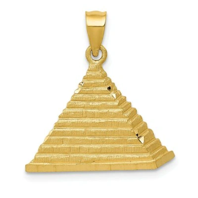 Pre-owned Goldia 14k Gelbgold Massiv Gegossen Satin Eygpt Pyramide Anhänger