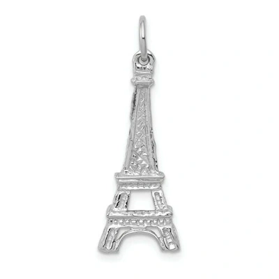 Pre-owned Accessories & Jewelry 14k Weiss Gold Massiv Poliert Eiffelturm Charm Um Die Welt Hübsch Anhänger