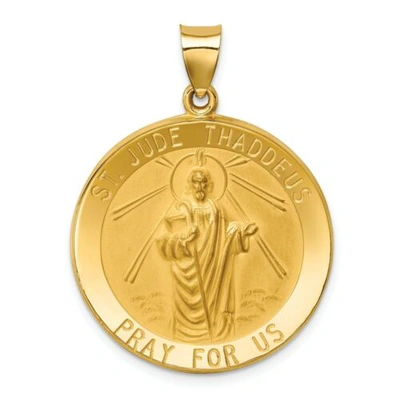 Pre-owned Accessories & Jewelry 14k Gelbgold Poliert Heiliger Judas Thaddeus Beten Für Us Medaille Rund Anhänger