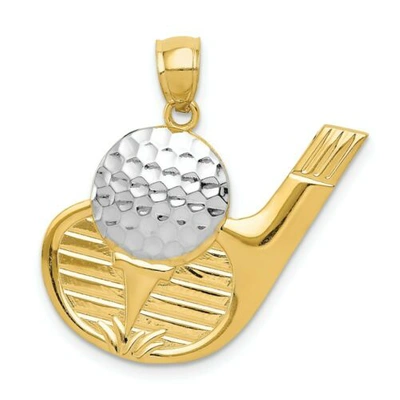 Pre-owned Accessories & Jewelry 14k Gelbgold & Weissgold Offener Rücken Golfball Mit Schläger Golf Sports