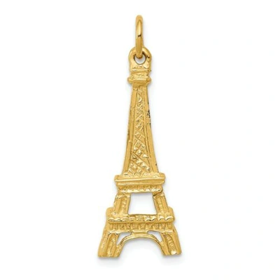 Pre-owned Accessories & Jewelry 14k Gelbgold Politur Massiv Gegossen Eiffelturm Charm