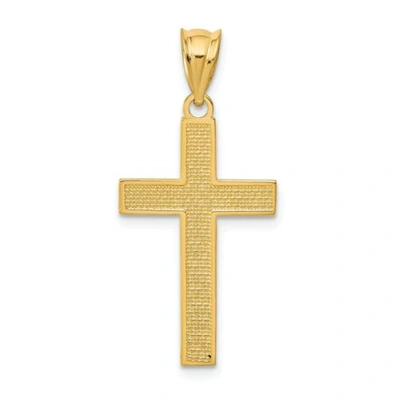 Pre-owned Accessories & Jewelry 14k Gelbgold Poliert & Texturiert Christentum Latin Kreuz Religiös Anhänger