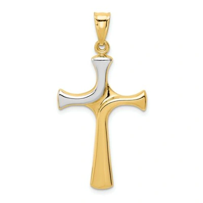 Pre-owned Accessories & Jewelry 14k Gelbgold & Weissgold Poliert Kostüm Kruzifix Kreuz Religiös Charm Anhänger