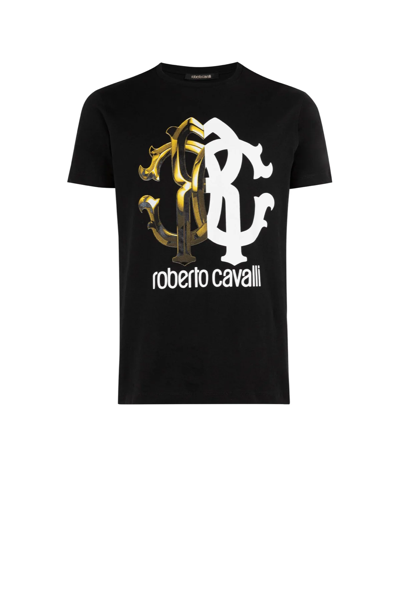 Pre-owned Roberto Cavalli Rc Monogram-print Cotton T-shirt