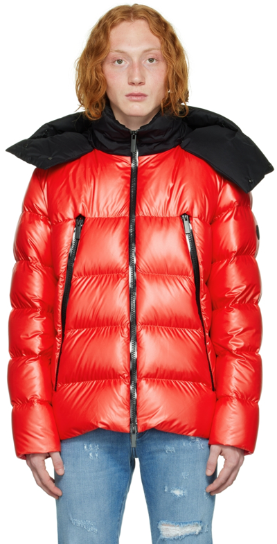 Moncler Zubair Glossy Puffer Jacket In Red