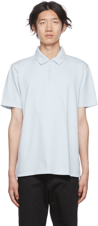 Vince Blue Cotton Polo In Shirting Blue-466sbl