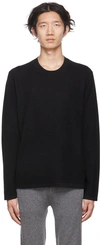 Vince Regular Fit Thermal Knit Crewneck Sweatshirt In Black-001blk