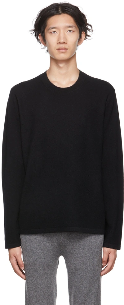 Vince Regular Fit Thermal Knit Crewneck Sweatshirt In Black