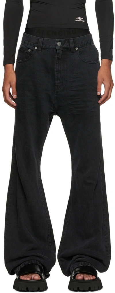 Balenciaga Men's Flared Denim Jeans In Black | ModeSens