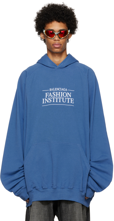 Balenciaga Blue Fashion Institute Cotton Hoodie