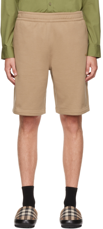 Burberry Tan Cotton Shorts In Camel