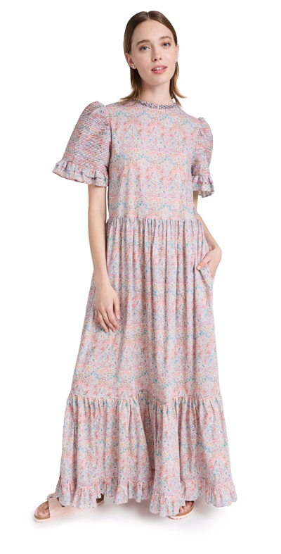 Horror Vacui Pari Ruffled Tiered Floral-print Cotton-poplin Maxi Dress In Ianthe Blossom