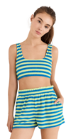 Sincerely Jules For Bandier Fern Bralette In Tide Blue/kiwi Terry Stripe