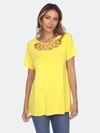 White Mark Crisscross Cutout Short Sleeve Top In Yellow