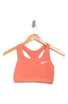 Nike Swoosh Racerback Sports Bra In 827 Madder Root