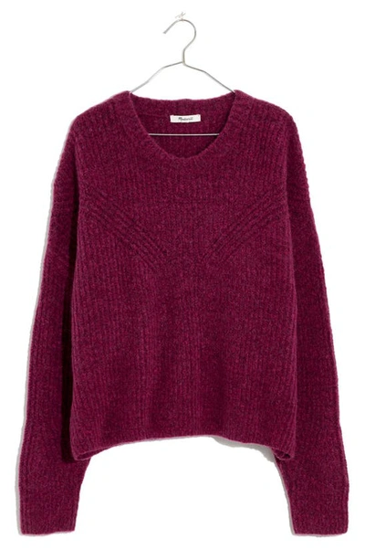 Madewell Belfiore Ribbed Pullover Sweater In Heather Violet
