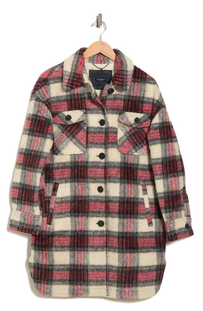Lucky Brand Repeat Body Plaid Shacket In Ivory Red Plaid