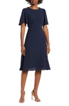 Julia Jordan Flutter Sleeve Midi Dress In Navy