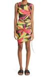 Louisa Ballou Heatwave Graphic Print Ruched Dress In Violet