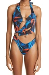 Louisa Ballou Blue Sex Wax One-piece Swimsuit In Night Blooming Flower