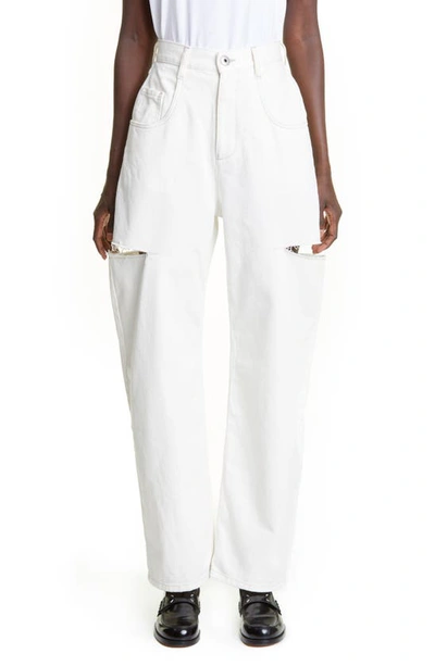 Maison Margiela Ripped Side Cutout Jeans In White