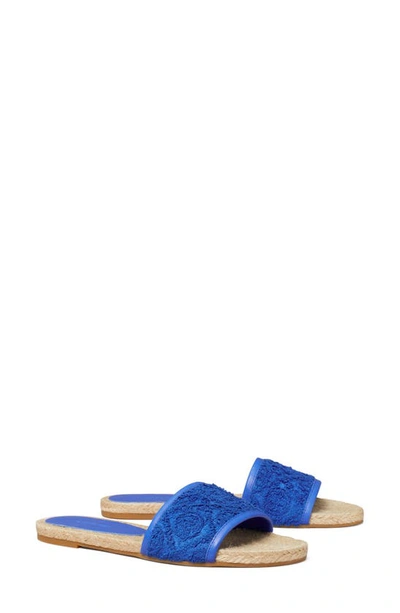 Tory Burch T Monogram Espadrille Slide Sandal In Blue Night