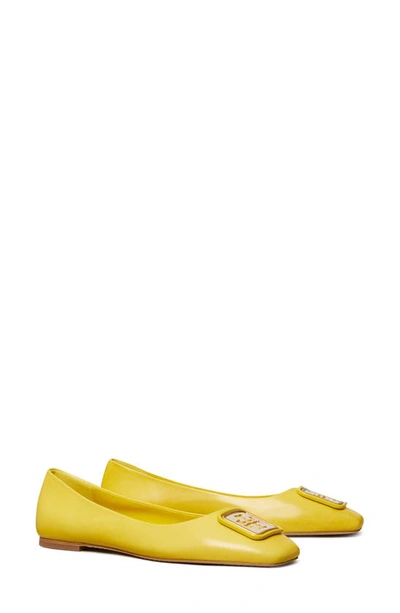 Tory Burch Georgia Square Toe Ballet Flat In Summer Sole Yellow