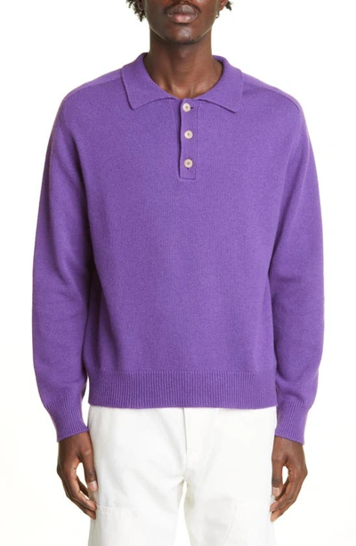 Bode Cashmere Polo Sweater In Purple