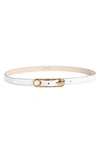 Versace Women's Safety Pin Buckle Slim Leather Belt In Optical White