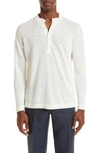 Thom Sweeney Slim-fit Linen Henley T-shirt In White