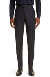Thom Sweeney Tailored Wool Blend Tuxedo Trousers In Midnight Navy