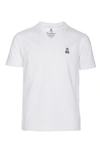 Psycho Bunny Boys' V Neck Logo Tee - Little Kid, Big Kid In White