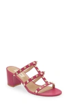 Valentino Garavani Rockstud Slide Sandal In Dark Pink