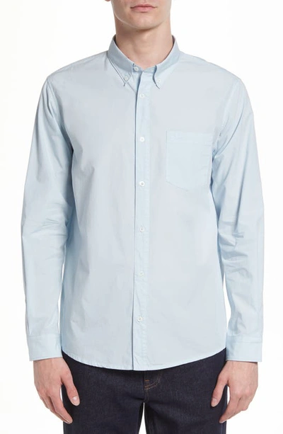 A.p.c. Edouard Patch-pocket Cotton-poplin Shirt In Blue