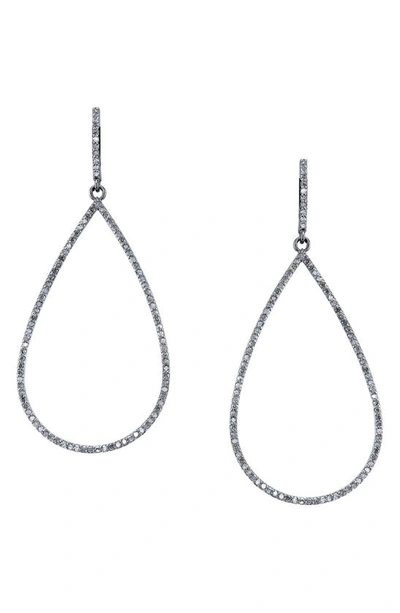 Sheryl Lowe Open Pave Diamond Teardrop Earrings In Silver