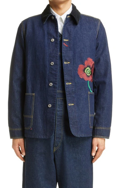 Kenzo Poppy Brand-patch Regular-fit Denim Jacket In Ink