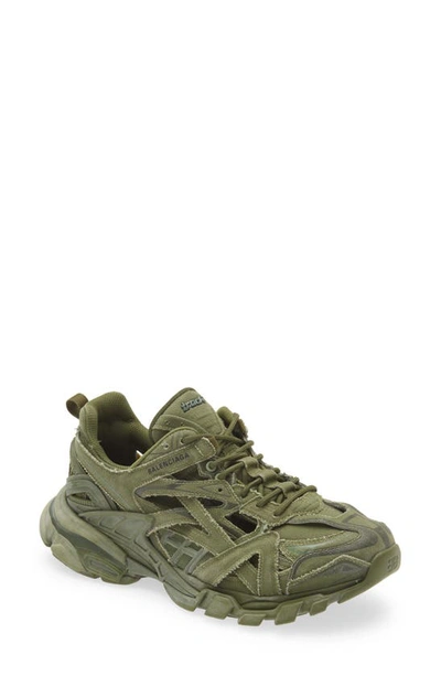 Balenciaga Men's Track.2 Open Caged Nylon Sneakers In Khaki/ Black