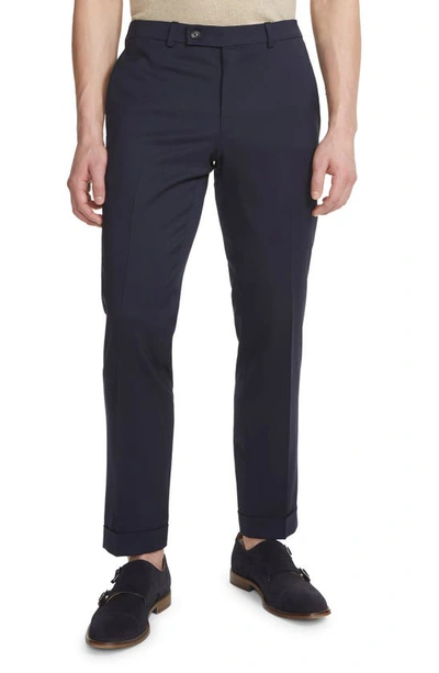 Jack Victor Payne Flat Front Wool Trousers In Navy