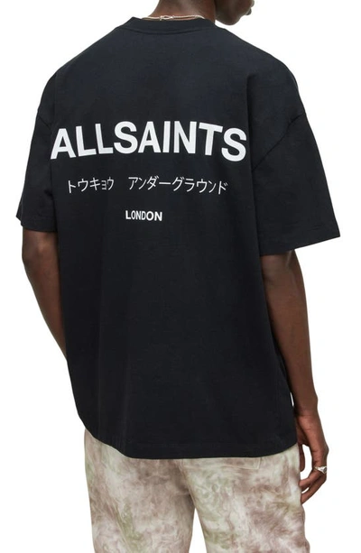 Allsaints Underground Organic Cotton Logo Graphic Tee In Jet Black