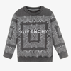 GIVENCHY BOYS TEEN GREY BANDANA SWEATSHIRT