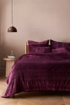 Anthropologie Lustered Velvet Alastair Quilt By  In Purple Size Full